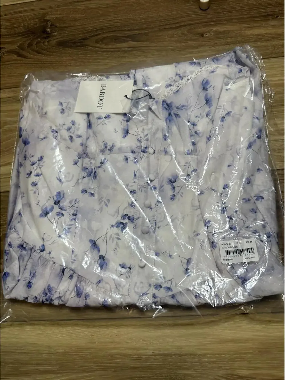 NWT! BARDOT Malea Floral Print Corset Bodice Midi Dress in Blue Floral Size 6